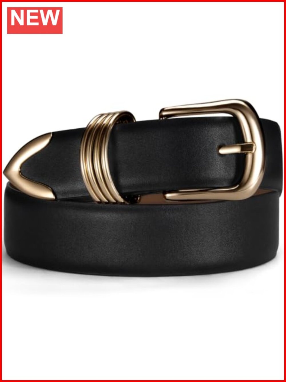 Women's Leather Belt Metal Buckle Waist Belt for Jeans